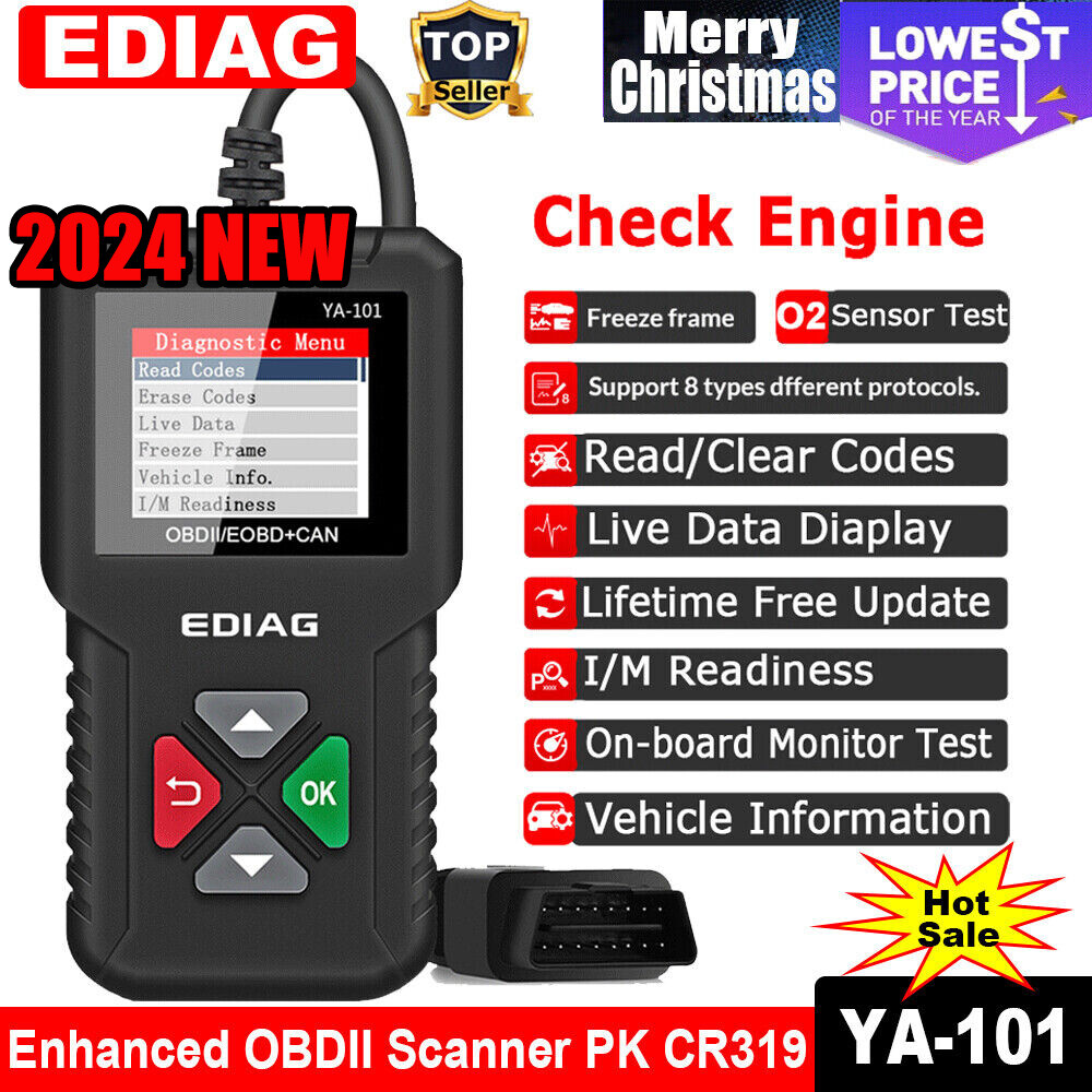 Full OBD2 Diagnostic Tool Car Check Engine Fault Code Reader OBDII Scanner USA-image