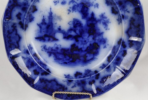 EC Antique Flow Blue 10.25” Plate ~ Sobraon ~ Pattern by Samuel Alcock 12 Sides - Picture 3 of 13