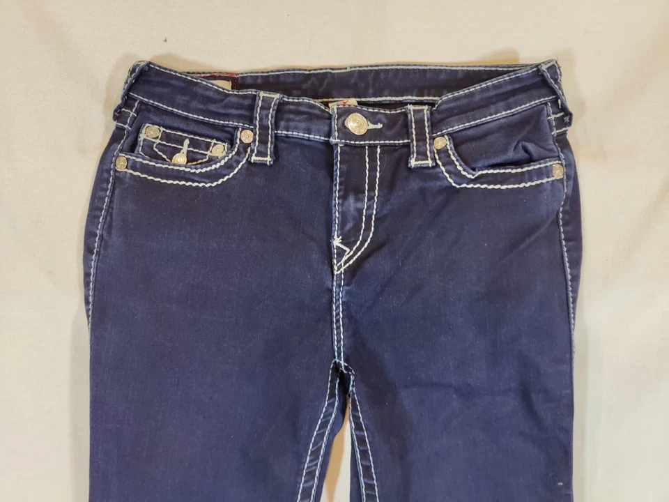 True Religion Jeans Womens 32 Billie Mid Rise Straight Leg World Tour Denim Blue - Image 4 of 4