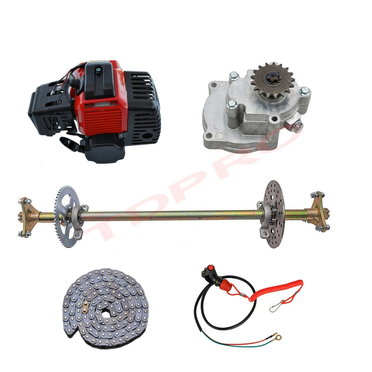 Stroke 49cc Engine Motor 740mm Drift Trike Go Kart Rear Axle