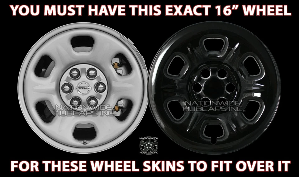 4 para Nissan Frontier S 2005-2024 Negro 16" Cubiertas de rueda Tapacubos Cubiertas de llanta Foto 2 de 4