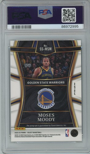 Moses Moody PSA 9 2022 Panini Select Signature Selections Auto Prizm Warriors - Picture 2 of 2