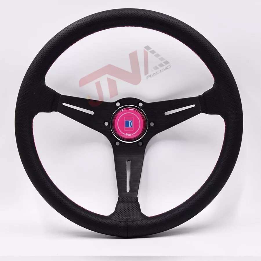 Universal Racing Auto Turning Wheel 14in Pink With Horn