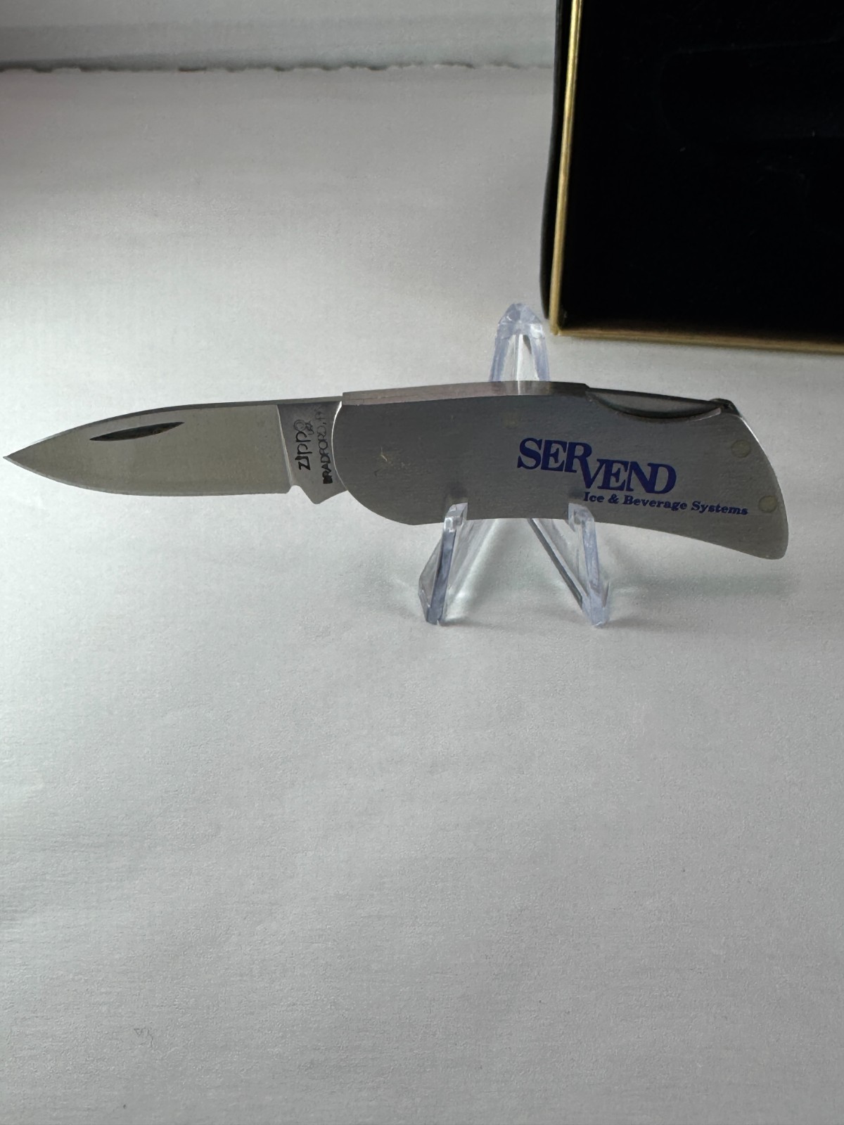 Vintage Zippo SERVEND Ice & Beverage Promotional Pocket Knife + Box Bradford PA