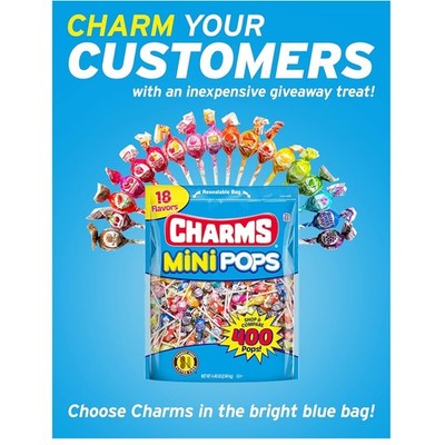 Charms Mini Pops - 400 Count Fruity Lollipops Variety Pack