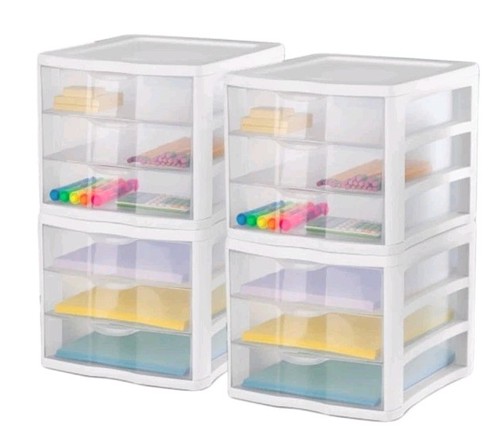 Sterilite ClearView Stacking 3 Drawer Storage Organizer System, (4 Pack) - Picture 2 of 12