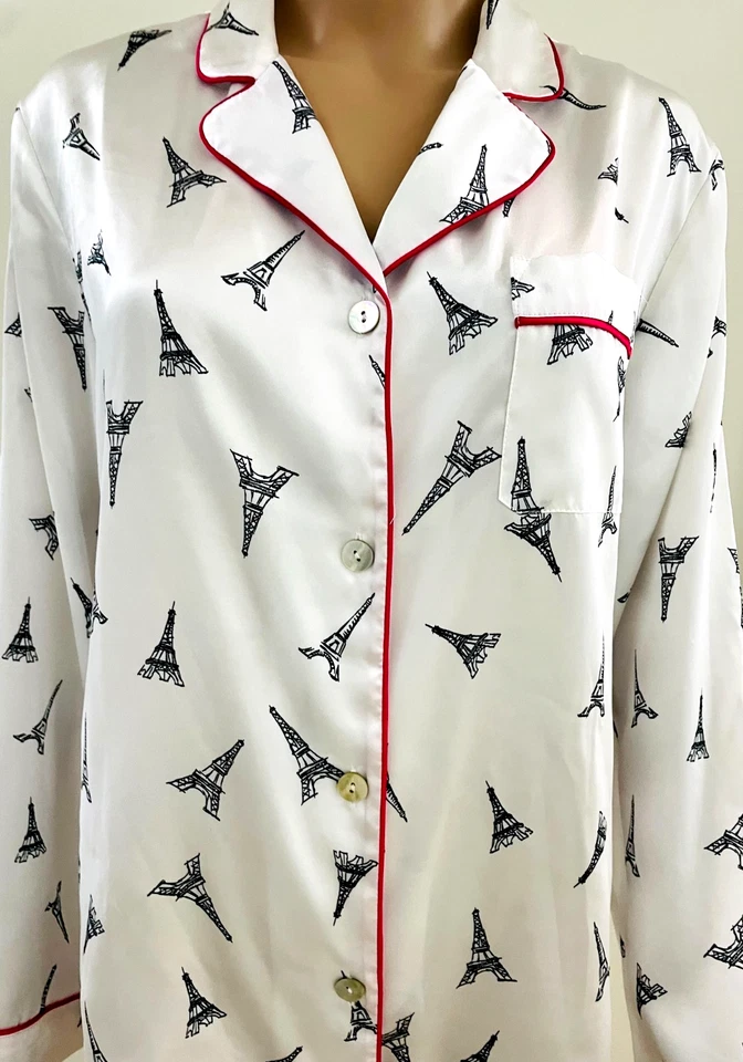 Apt 9 女式 2 件套丝绸多色休闲裤上衣套装 PJ 尺寸 L — 第 4/4 张图片