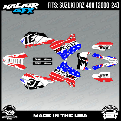 Graphics kit for Suzuki DRZ400 SM, S and E (2000-2024) USA Series - Red