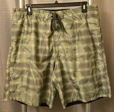 Speedo Mens Swim Trunks Green Camo Floral Print Mesh Liner Size X-Large