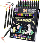 K2 TEXTIL 24 Textilstifte Waschmaschinenfest, Textilmarker Zum Bemalen, Textilfa