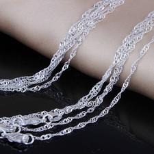 Wholesale lots 10pcs 2mm 925 Silver Plated Wave Chain Necklace 16"-30"