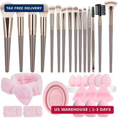 31 Pcs Makeup Brushes Set with Makeup Sponges and Triangle Powder Puffs, Premium