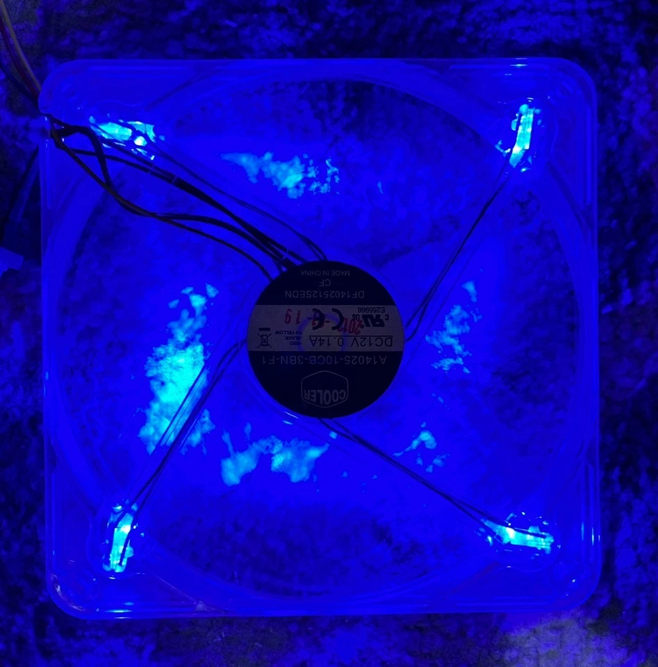 COOLER MASTER A14025-10CB-3BN-F1 DF1402512SEDN 14CM BLUE LED CLEAR FAN 12V 0.14A - Image 3 of 4