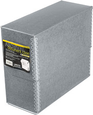 Archival Document Storage Box with Metal Edge, Acid-Free Gray Boxboard, Organize