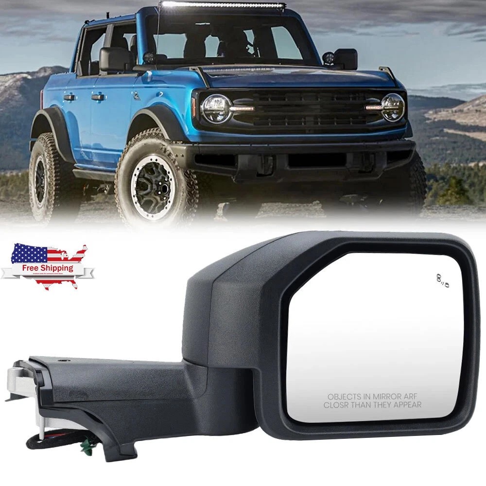 Right Passenger Side Mirror w/Blind Spot For Ford Bronco 2021-2025 Texture Black