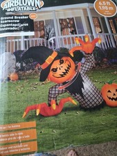 New Halloween 6.5ft Pumpkin Ground Breaker Scarecrow, Inflatable Moves SALE 99.