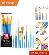 Watercolor  Acrylic Brush Set - 10 Durable Nylon Brushes for Artists  Students