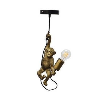 Gold & Schwarz Affe Deckenleuchte Fassung Pendelleuchte Retro Tier Beleuchtung