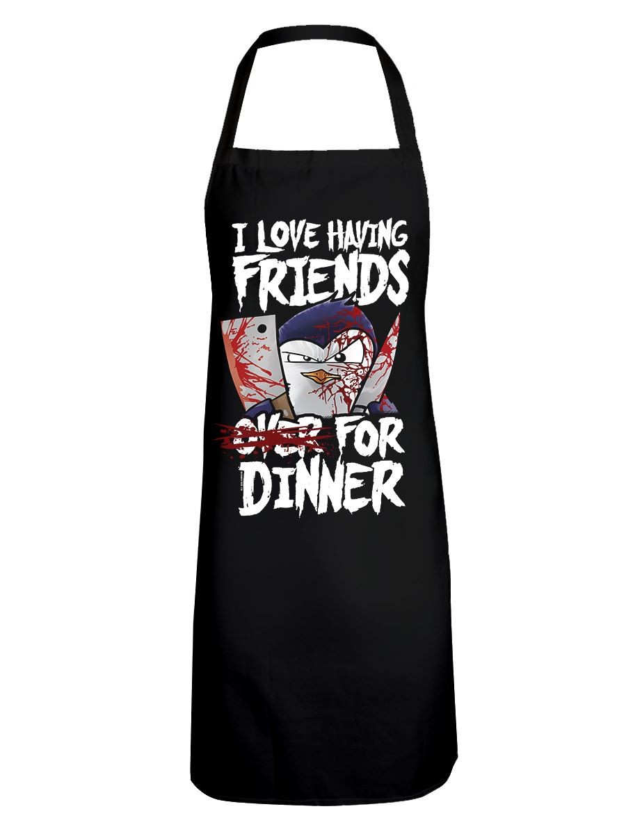 Psycho Penguin Apron Friends For Dinner Black