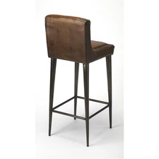 Butler Specialty Company Maxwell Leather And Metal 32" Bar Stool - Brown / Black