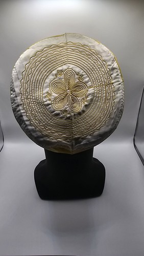 Traditional Embroidered kufi Prayer Cap with Gold Pattern 60cm/24inch