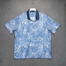 Puma Golf Polo Shirt Mens 2XL Blue Floral Pullover Stretch Short Sleeve Stretch