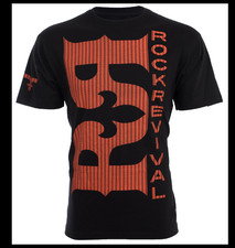 ROCK REVIVAL JEANS Black DOUBLE R Regular Fit Short Sleeve Graphic T-shirt NWT