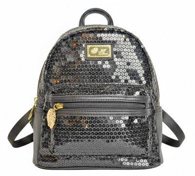 Betsey Johnson Black Sparkle Sequin Sparkle Backpack Small Bag Purse Sling