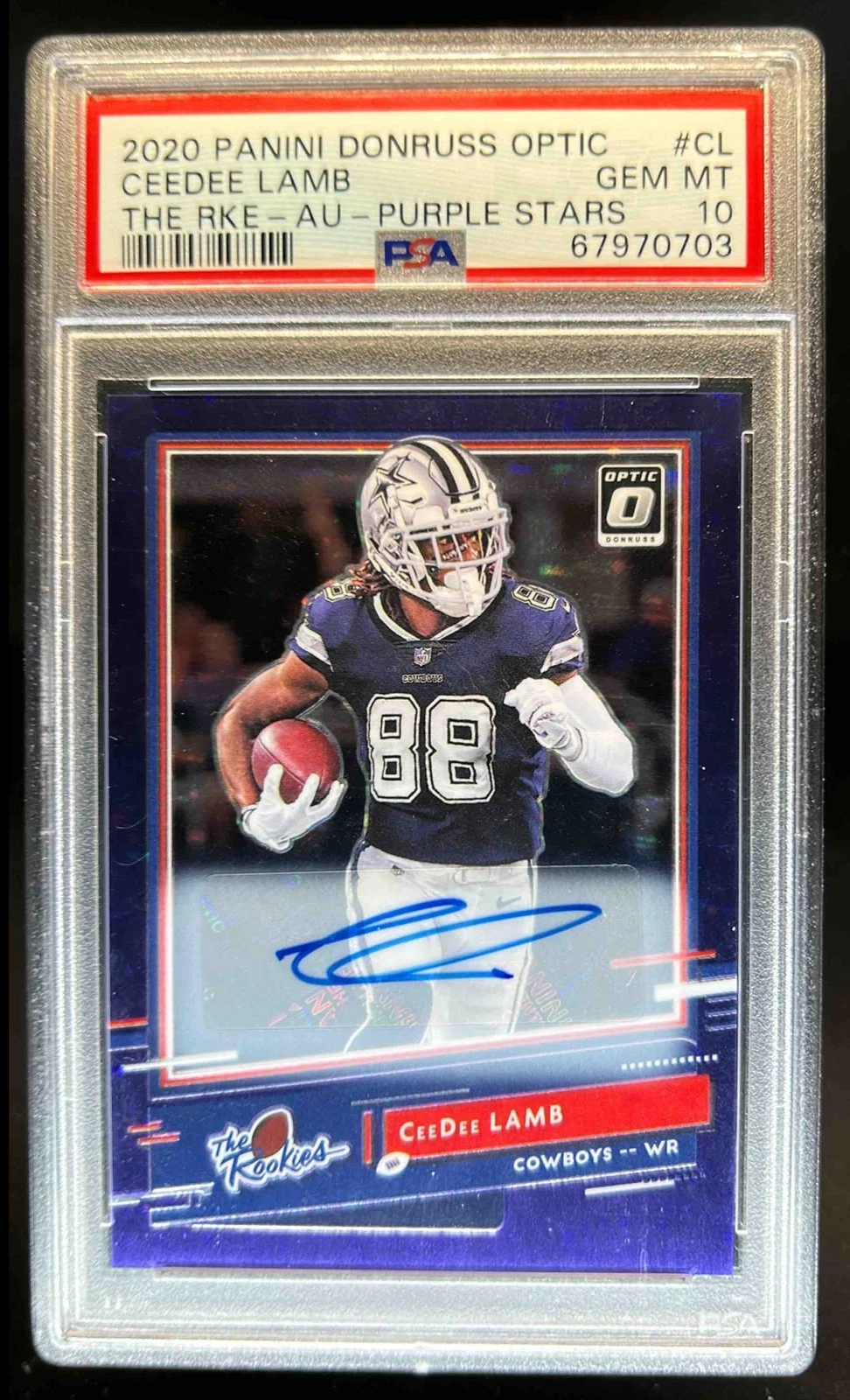 CeeDee Lamb Panini Donruss Optic the Rookies #CL Autograph-Purple Stars