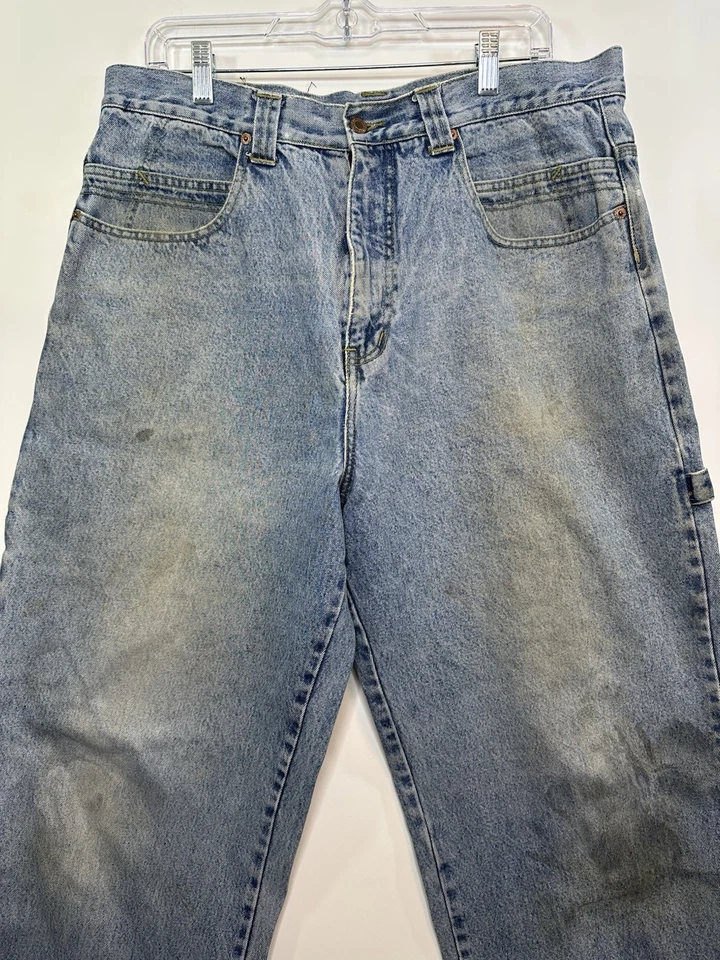Rare Vintage Request Jeans Carpenter Denim Pants Blue 36x30 Made in Hong Kong - Image 4 of 4