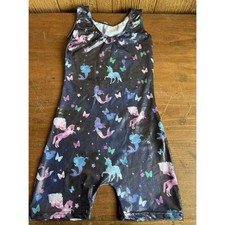 Girls Unicorn Gymnastics Leotard Unitard Sleeveless Size 150 Youth 10-12 Dance