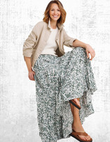 Womens JD Williams Print Crinkle Tiered Maxi Skirt Khaki