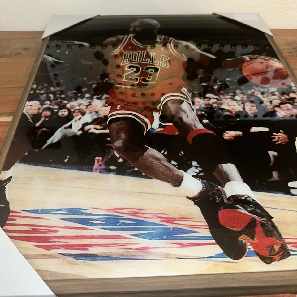 Michael Jordan Framed Wall Art Chicago Bulls Basketball Picture 21x17 - Image 2 of 4