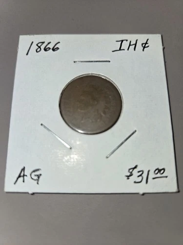 1866 Indian Head Penny cent in protective sleeve