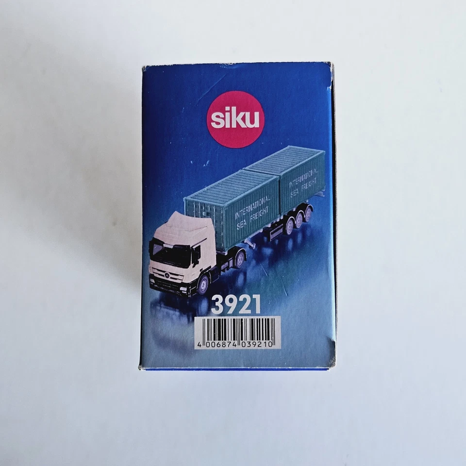 Camión Mercedes SIKU 3921 con contenedor de carga, remolque esquelético 1:50 - sin usar Foto 3 de 3