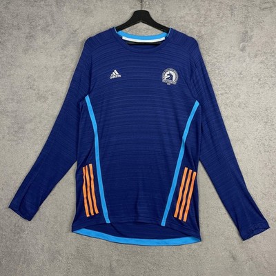 Adidas Supernova Shirt Mens Large Blue Long Sleeve 2014 Boston Marathon Running