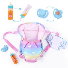 Baby Doll Accessories Carrier with Magic Bottle Diaper Pacifier Set for 1215