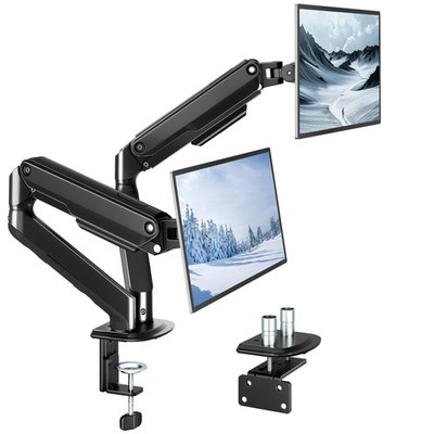 monTEK Dual Monitor Stand for Desk, 17-32 Inch Mechanical Spring Dual Arm, He...