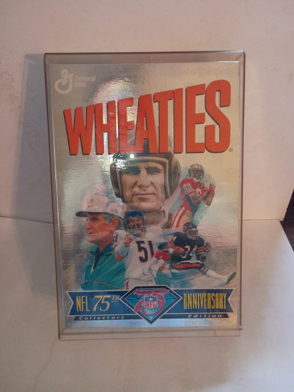 1994 NFL 75th Anniversary Wheaties Cereal box Dolphins Bears 49ers, Display Case