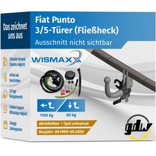 ANHÄNGERKUPPLUNG für Fiat Punto 188 99-05 abnehmbar GDW +7pol E-Satz ABE