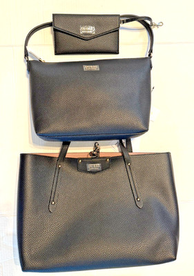 GUESS HANDBAG SET WOMEN ECO BRENTON TOTE BAG RPET BLACK 3-PCS