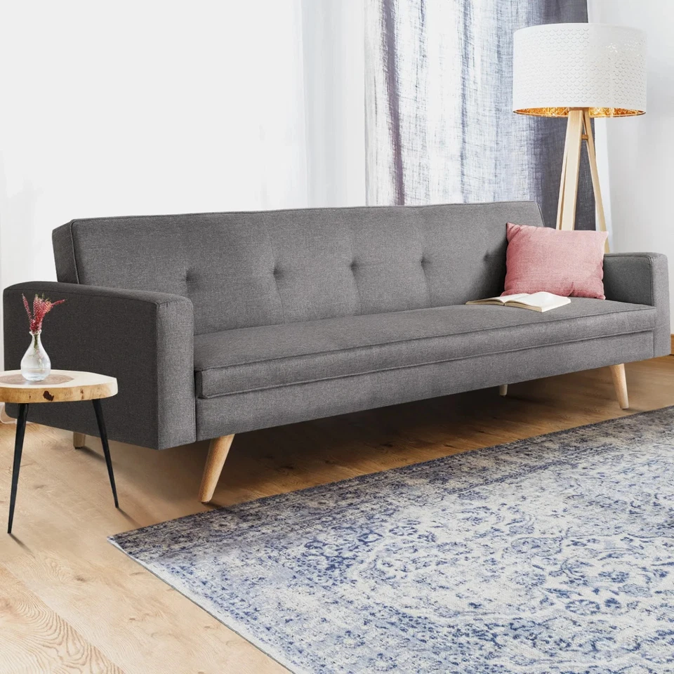 Canapé droit scandinave 3 places convertible LARS gris - Photo 2/4