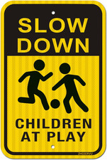 Slow down Children at Play Signs, 18  X 12  Kids at Play Signs for Street, 3M Re
