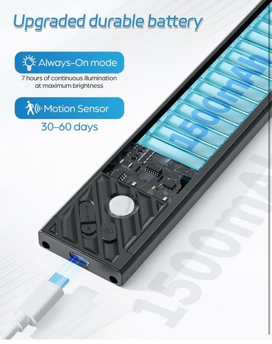 Nuove Luci Sotto Armadio, 1500mAh USB Sensore di Movimento Luci Armadio Confezione da 2 - Foto 3 di 7