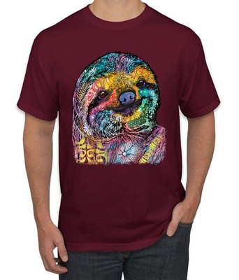 Funny Neon Sloth | Dean Russo Art Animal Lover Men Tshirt
