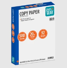 Pen+Gear Copy Paper, 8.5" x 11", 92 Bright, White, 20 lb., 1 Ream (500 Sheets)
