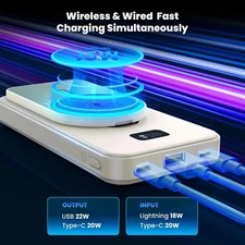 Magnetic Power Bank Stand, 10000mAh Wireless Magsafe Portable Charger with USB-C