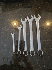 Nice 5 STANLEY LONG FULL POLISH COMBINATION WRENCH Set 5/16 1/2  3/4 13/16 7/8" 