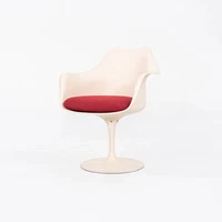1964 Eero Saarinen for Knoll Tulip Dining Arm Chair with Red Upholstered Cushion