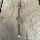 Vintage Women Timex Mechanical Watch Gold Case Steel Band Keep Time Silver Face